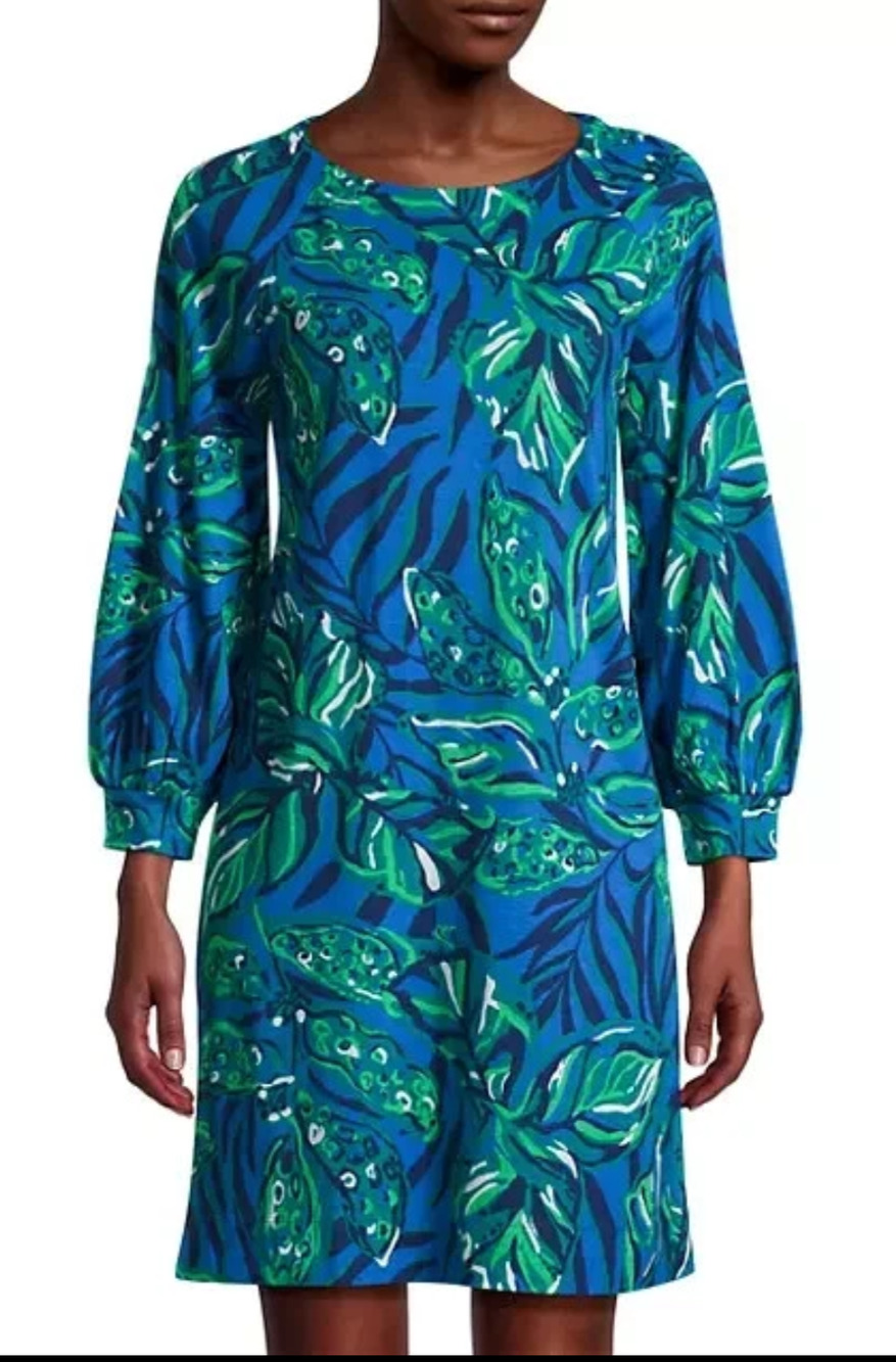 Lilly Pulitzer Elianna Indigo Breeze Shady Gators dress Size Med Coastal Resort